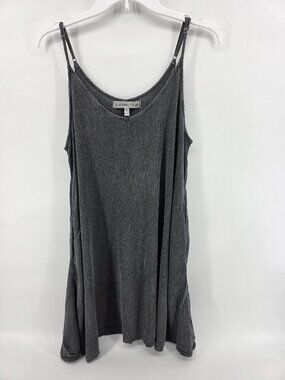 Paisley Raye Grey Ribbed Slip Dress  Size 0X Plus Adjustable Strap Swing Dress